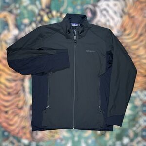 Patagonia Adze Hybrid Jacket Full Zip Polartec Soft Shell Gray Black Large